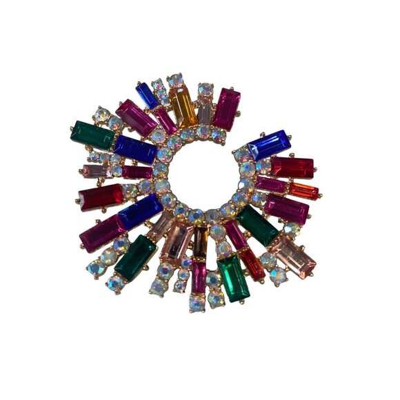 Earrings Rainbow Sparkling Flower Burst Studs Geometric Boho Jewelry - Picture 2 of 4